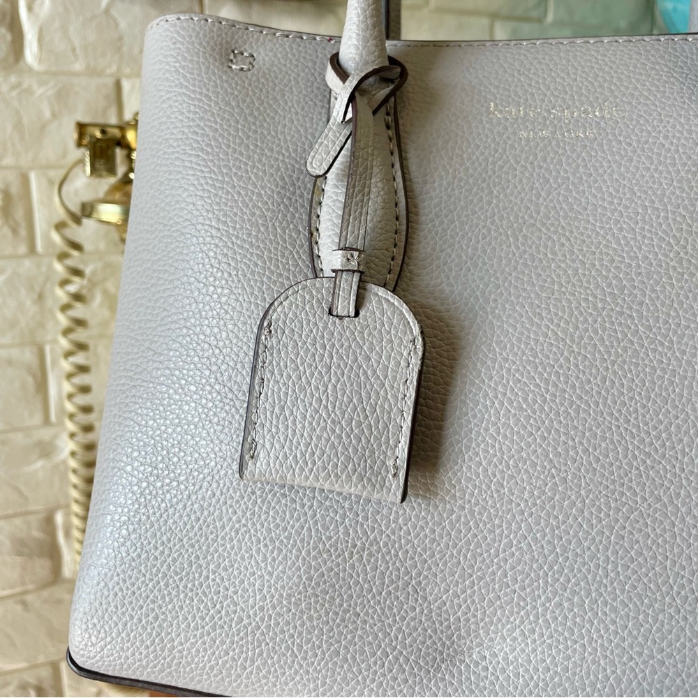 Kate Spade Grey Textured Leather Top Handle Crossbody Bag Purse - Picture 5 of 14